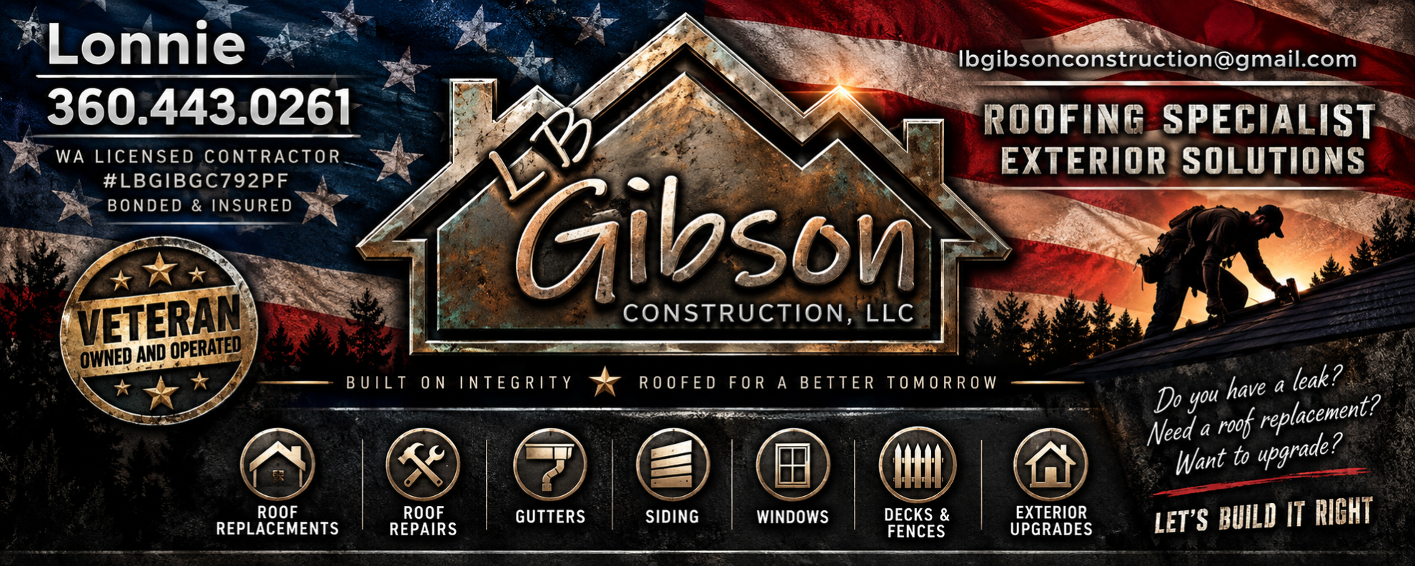 LB Gibson Construction, LLC — veteran owned roofing specialist and exterior solutions